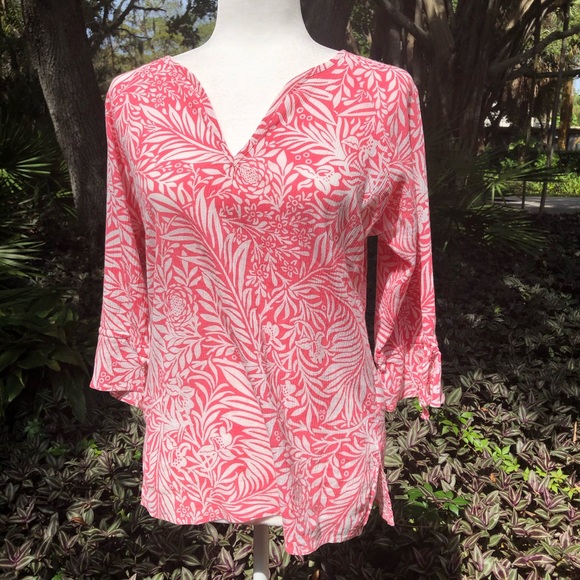 Columbia 100% Cotton Pink/White Tunic Top - Picture 2 of 9